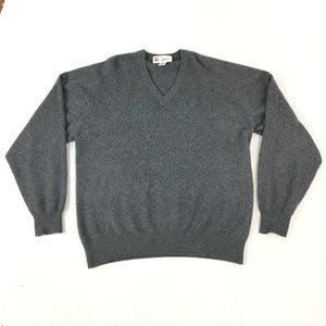 Erdos Men's Gray V-Neck 100% Pure Cashmere Sweater